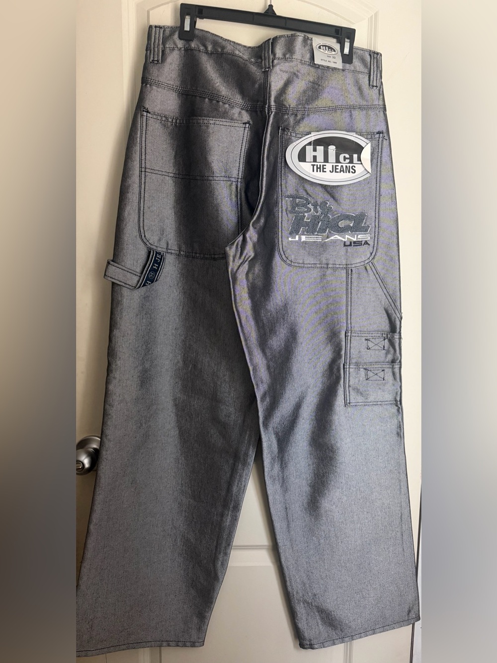 Vintage y2k Japanese brand HiCl The Jeans metallic Gray Workstyle Denim wide leg